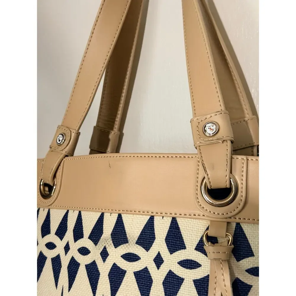 Spartina 449 Tybrisa Day Tote Navy Ivory Geometric Top Handle Purse